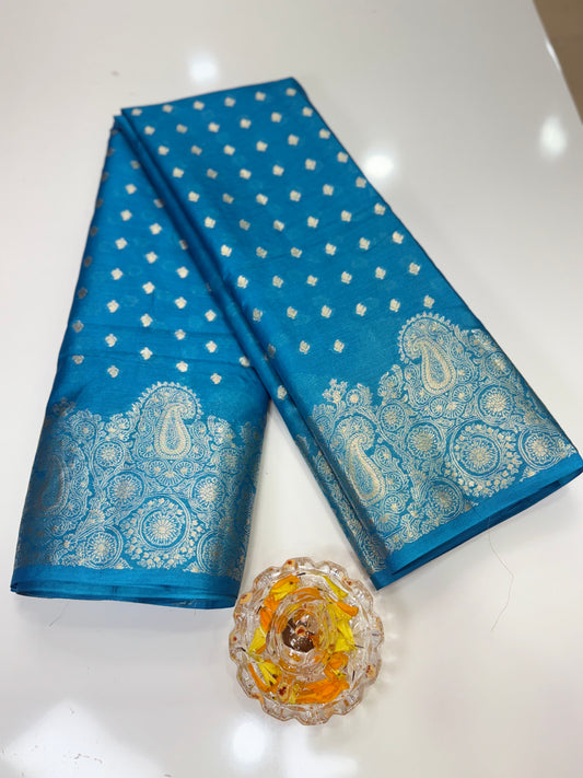 Pure Tussar Silk Jamdani Saree with Multicolor Zari Buta and Rich Pallu – Silk Mark Certified