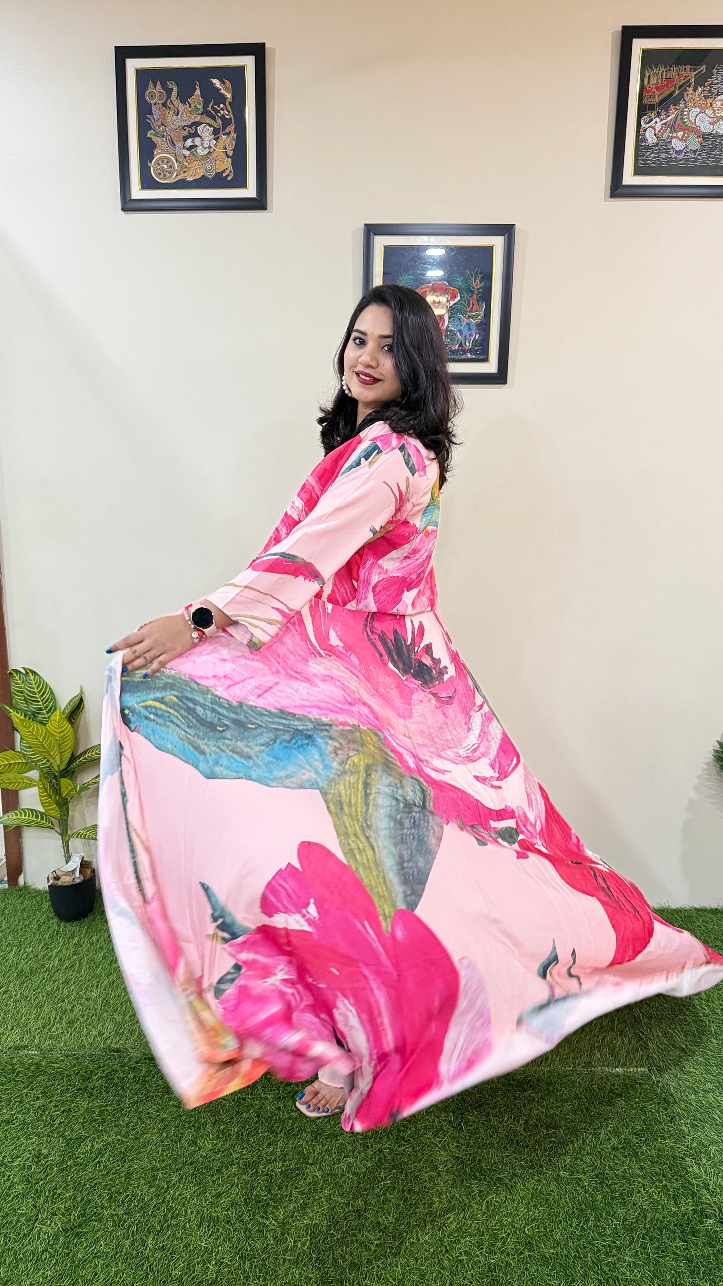 French Crepe Silk 4-Piece Embroidered Ethnic Set for Women – Free Size Stitched Outfit