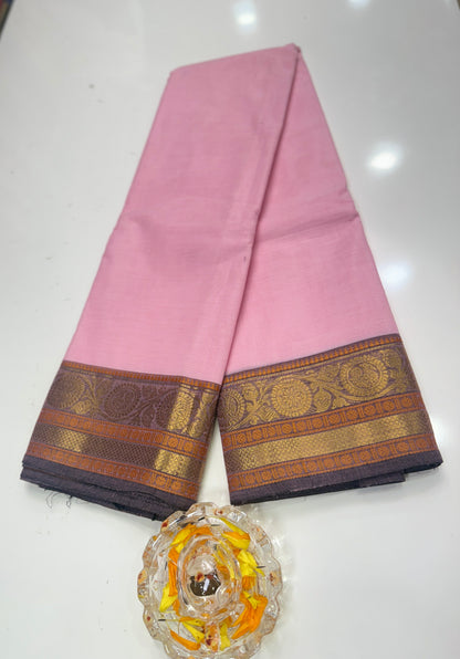 Chettinad Pure Cotton Saree with Zari Border – 80 Count, 20 Colours, 5.5m Length