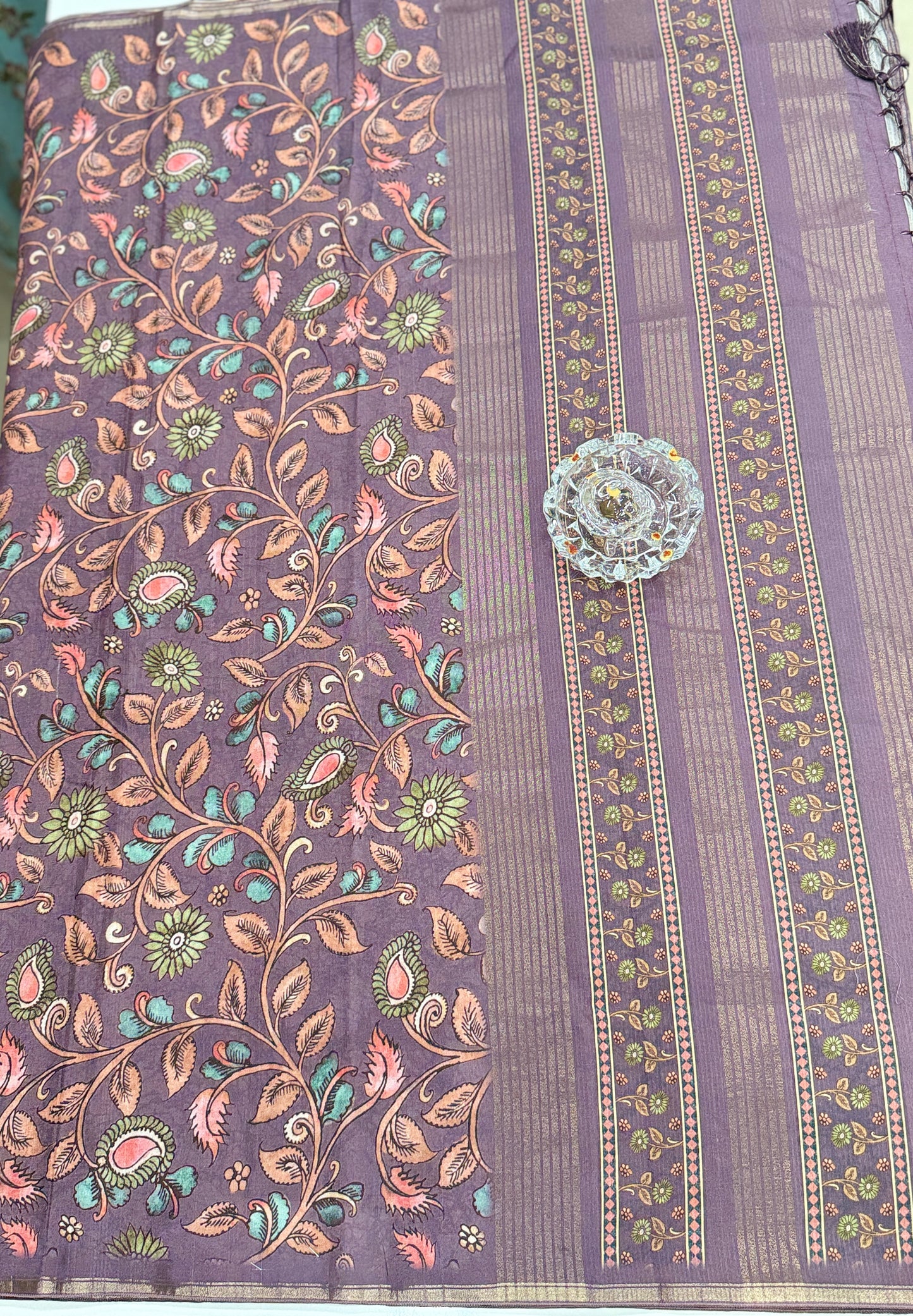 Kota Silk Printed Saree with Floral Design and Contrast Pallu for Women