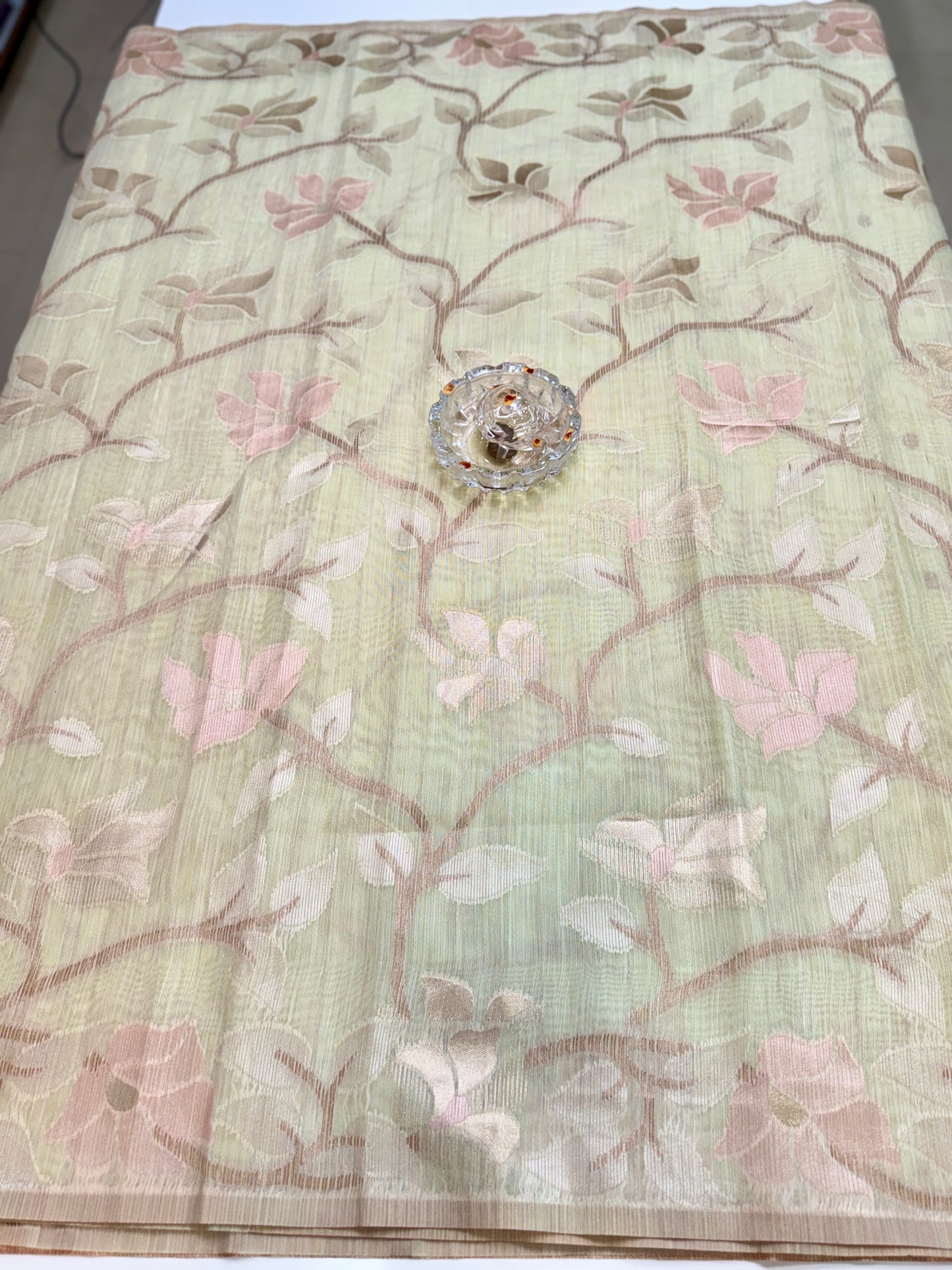 Jamdhani Cotton Saree with Zari Weave and Tassel Pallu – Pastel Festive Wear