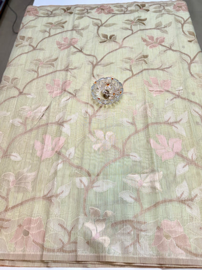 Jamdhani Cotton Saree with Zari Weave and Tassel Pallu – Pastel Festive Wear