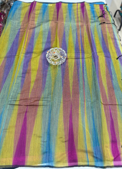 Ikat Kotki Cotton Silk Saree for Women with Matching Blouse Piece – Handwoven Traditional Design