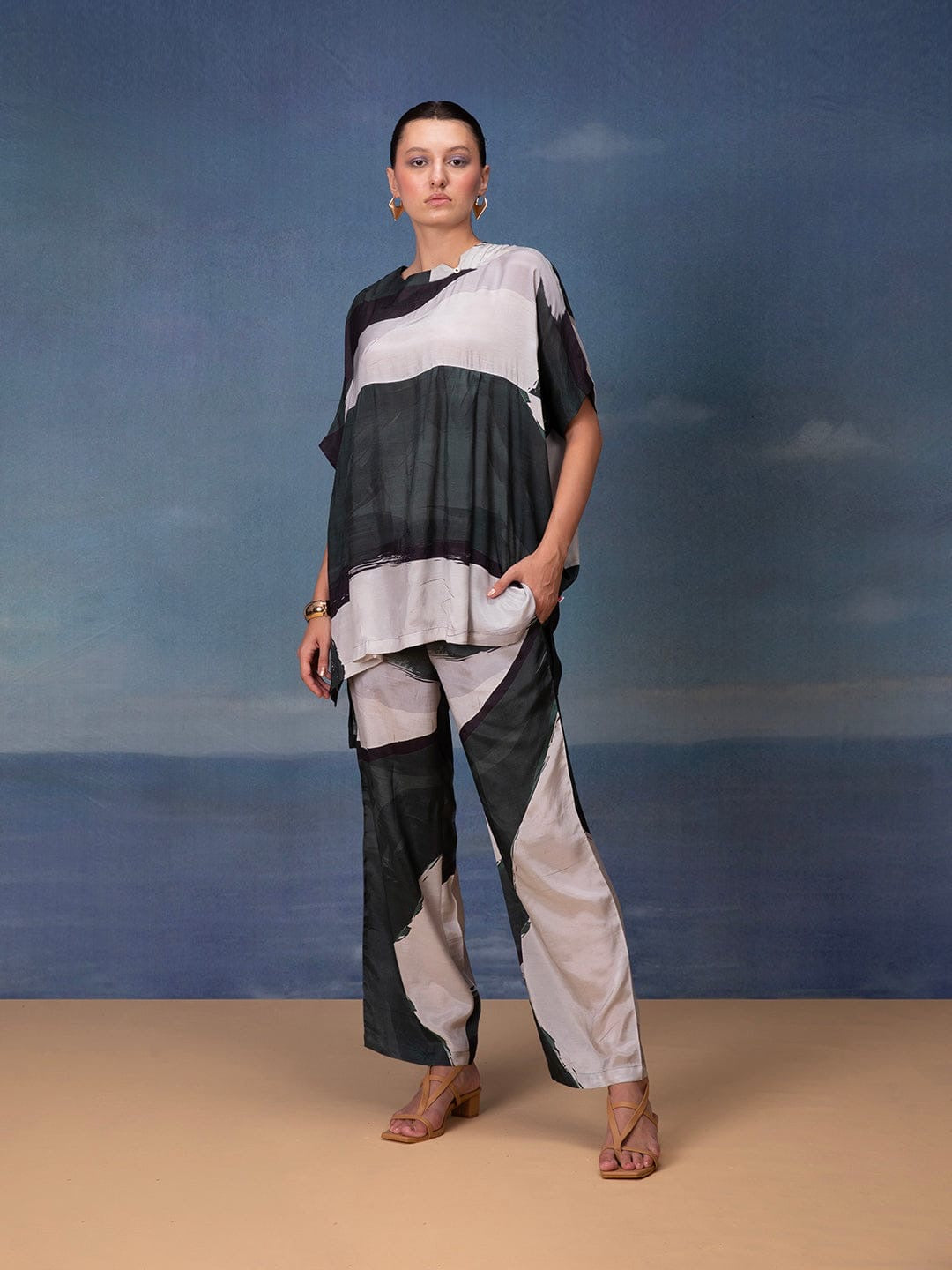 Bamboo Muslin Co-Ord Set with Elegant Print – Sustainable Ethnic Daywear for Women (L to XXL)