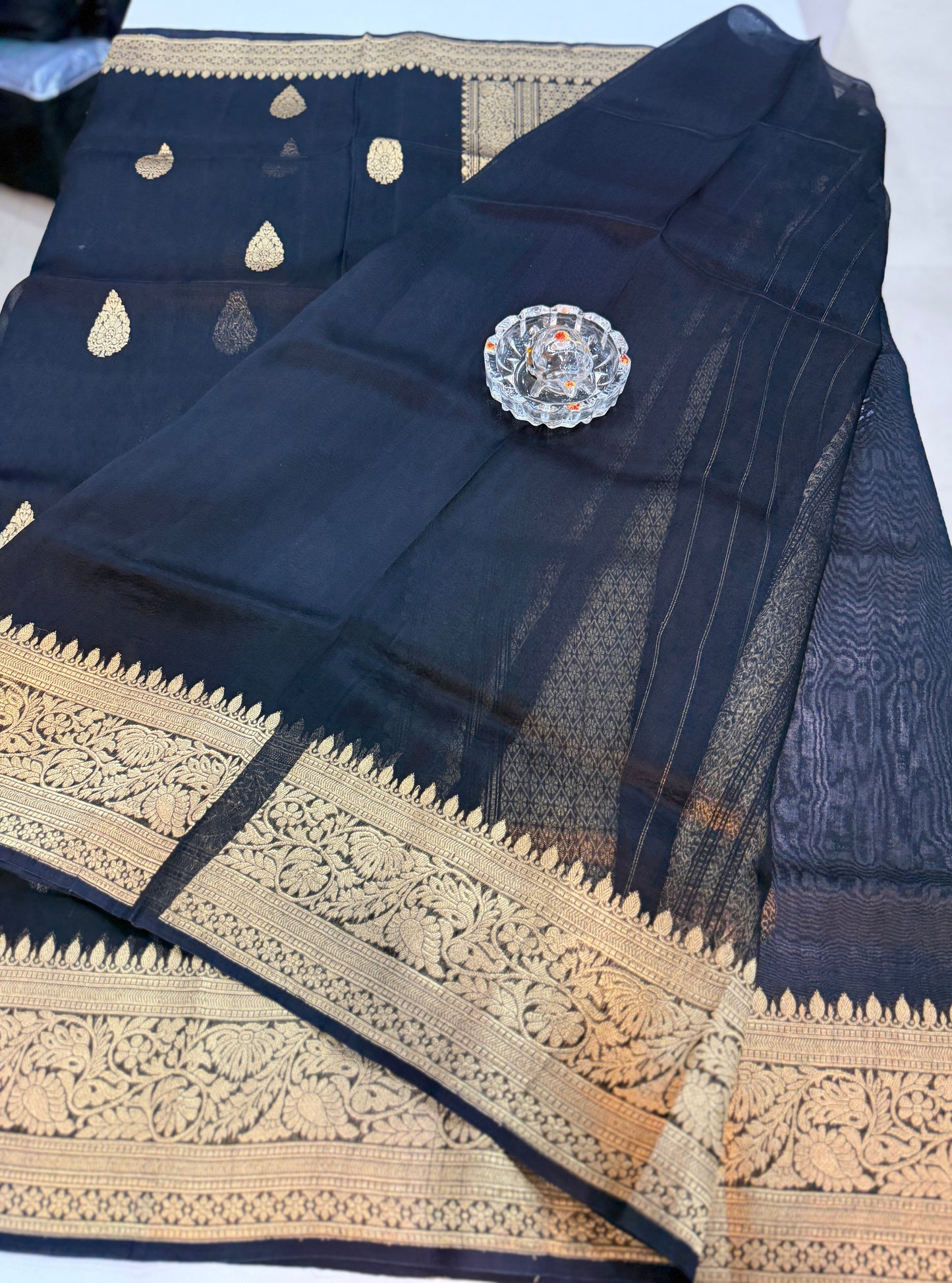 Banarasi handloom pure kora organza saree with kaduwa zari weaving and silkmark certified blouse