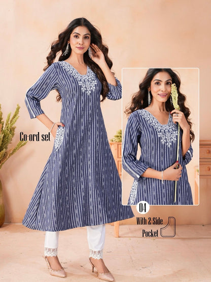 Denim Butta and Rayon Co-ord Set for Women – Casual Wear Two-Piece Set