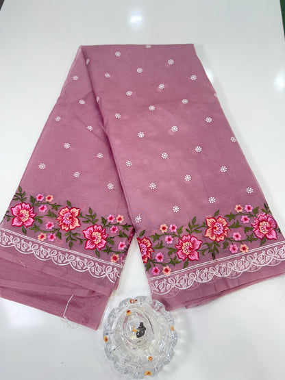 Banarasi Semi-Organza Saree with Embroidery and Fancy Border – Lightweight Festive Saree for Women