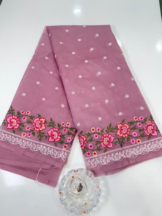 Banarasi Semi-Organza Saree with Embroidery and Fancy Border – Lightweight Festive Saree for Women