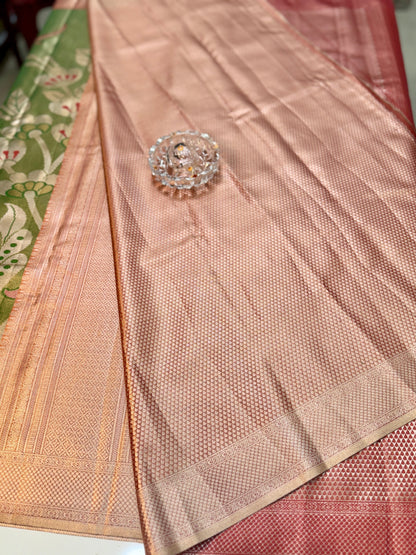 Semi Pattu Silk Saree with Zari Border and Contrast Pallu for Women