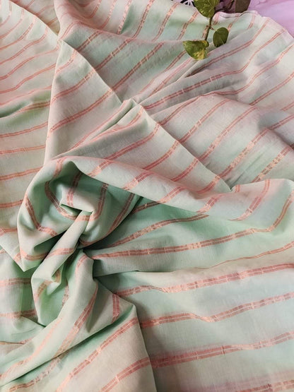Soft Striped Saree for Women with Blouse Piece – Elegant Pastel and Vibrant Color Options