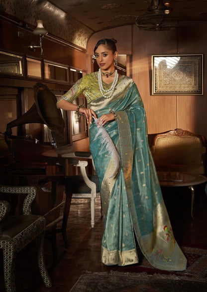 tissue paithani saree with embroidered designer blouse – premium ethnic wear for women