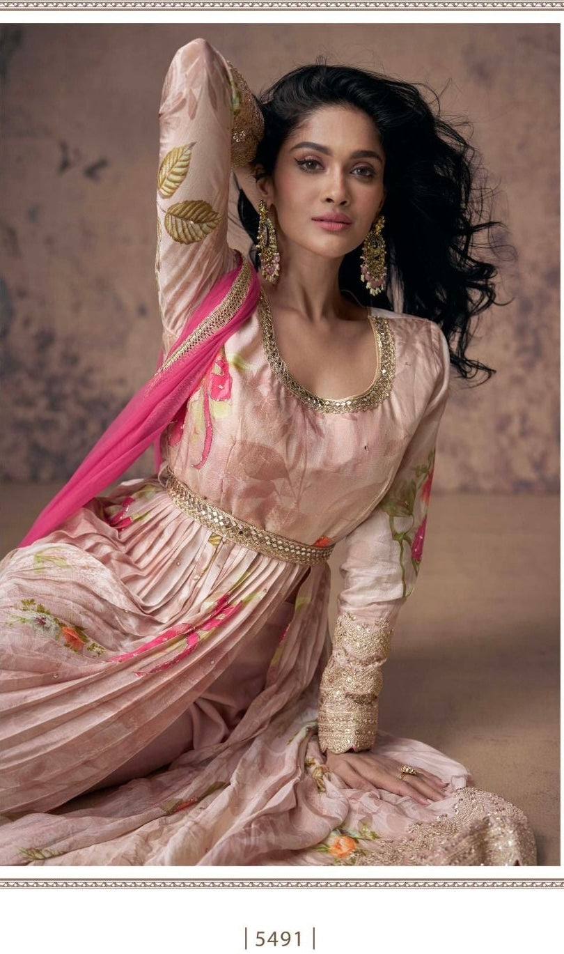 Real Georgette Embroidered Free Size Kurta Set with Net Dupatta – 4-Piece Festive Collection for Women