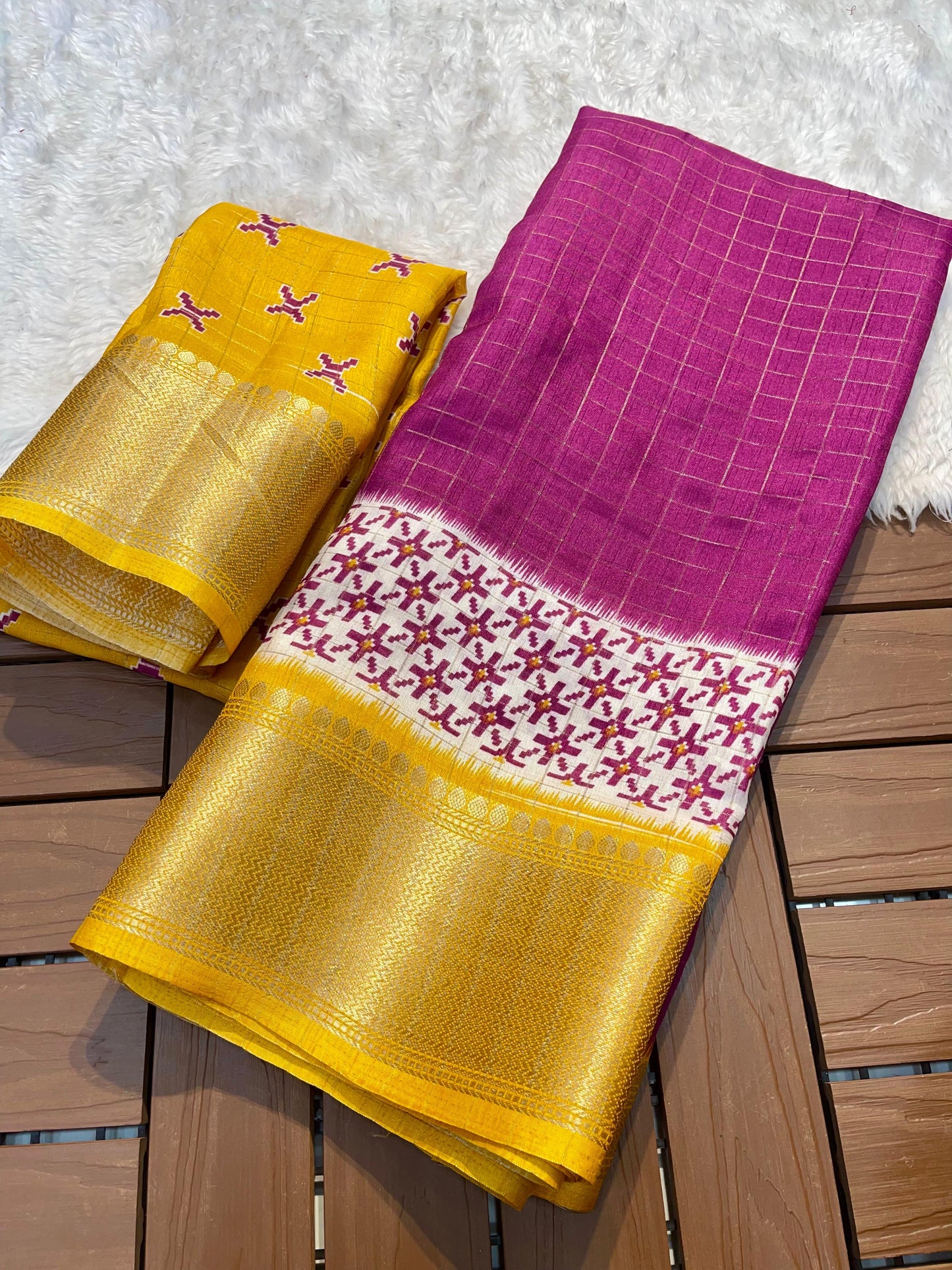 Digital Kalamkari Printed Dola Silk Saree with Gold Zari Jacquard Pattu Border – With Blouse Piece