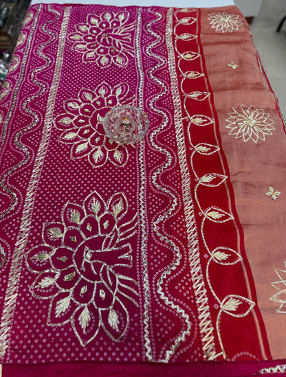 Pure Modal Silk Saree with Embroidered Border and Matching Blouse