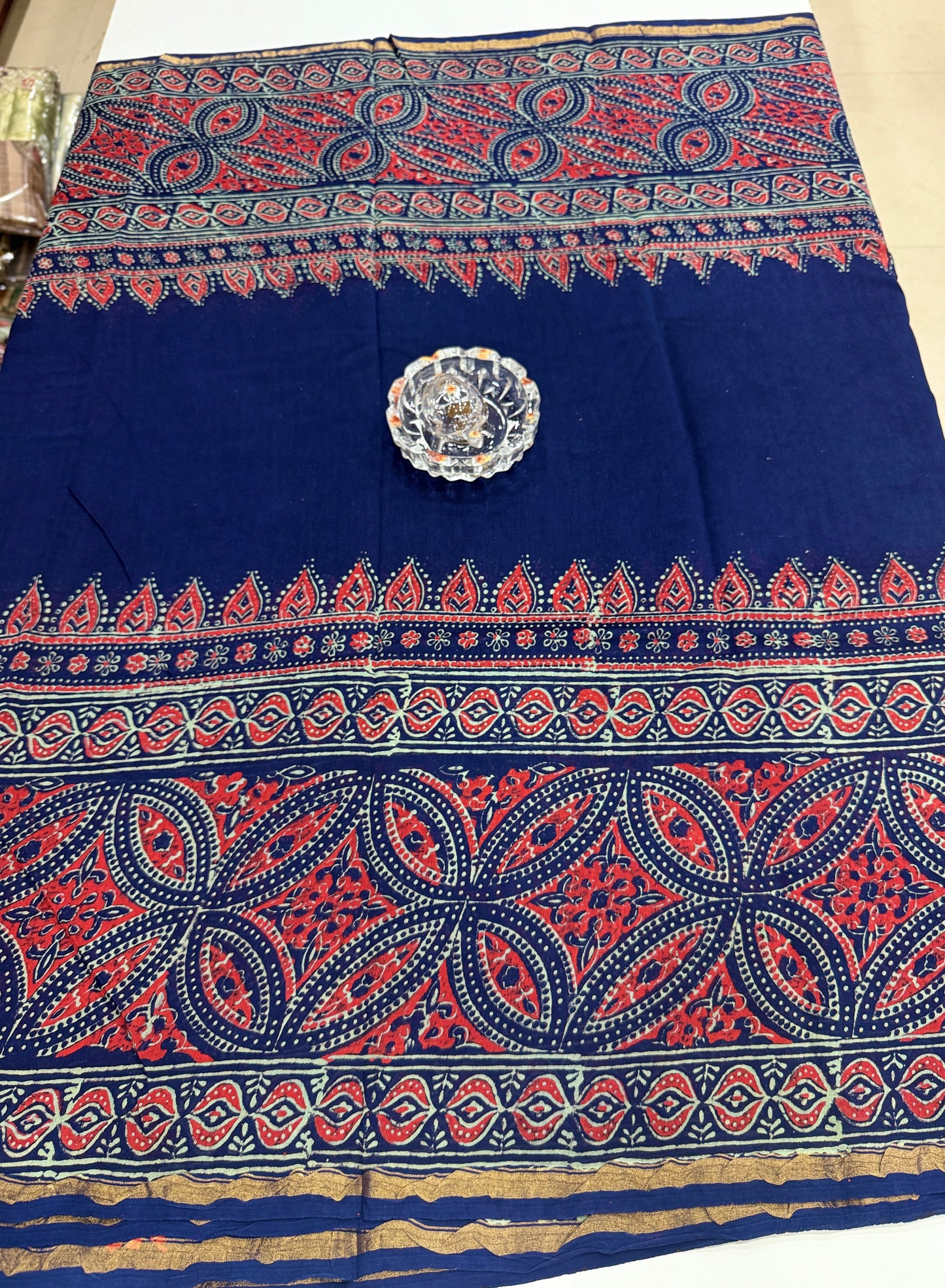 Pure Chanderi Silk Saree with Intricate Handblock Print and Blouse Piece – Traditional Wear for Women