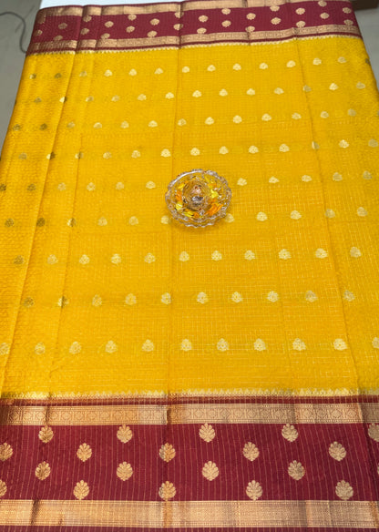Banarasi Warm Silk Soft Saree with Zari Checks and Buti Motifs for Women