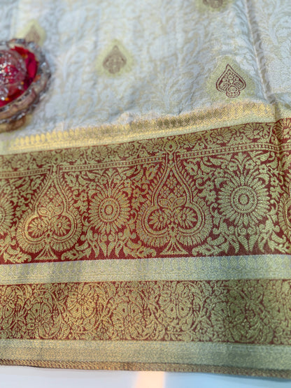 Pure Soft Silk Saree with Rich Zari Weaving and Multicolor Thread Work, Running Silk Blouse