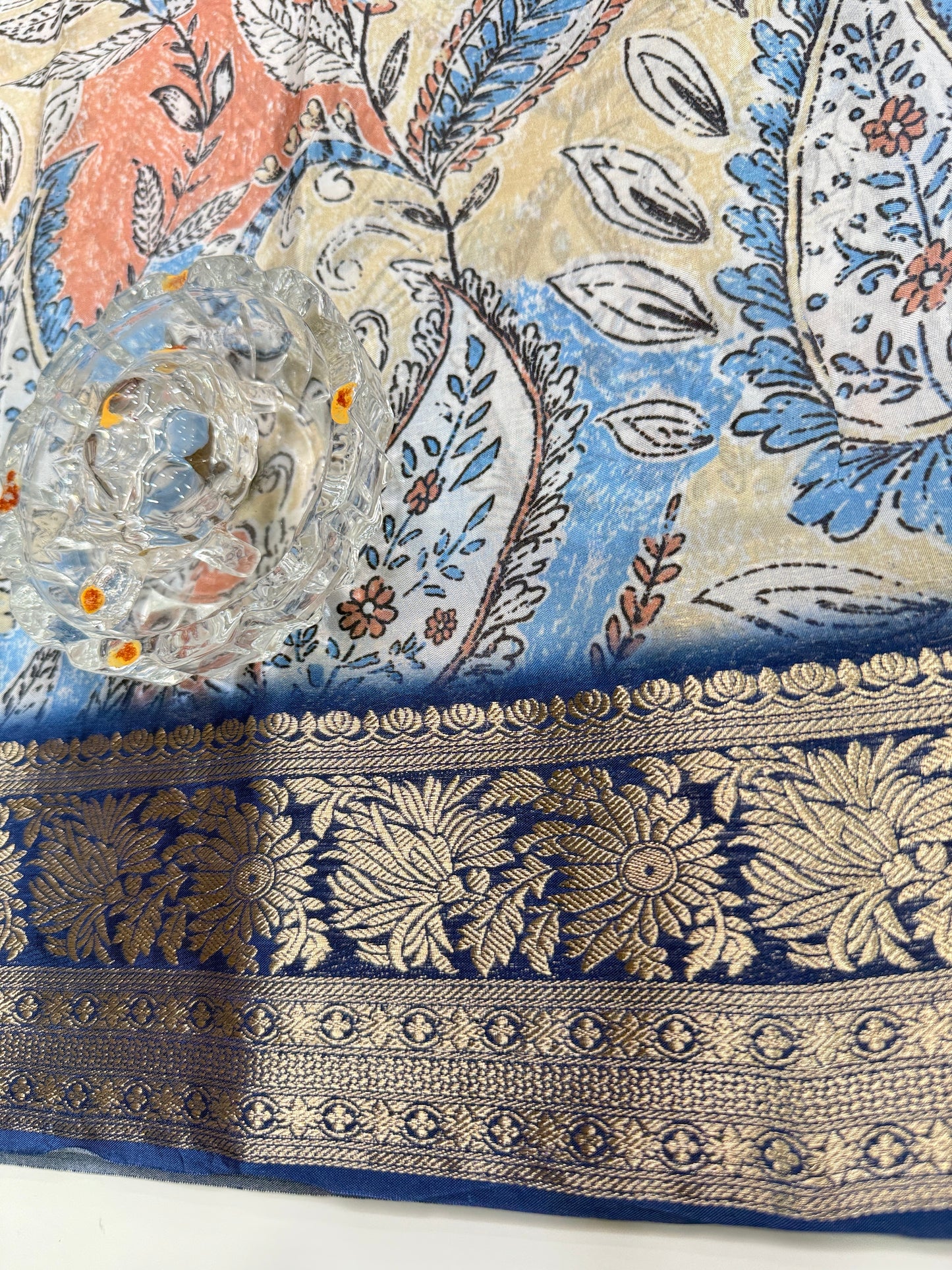 Printed H.O. Silk Saree with Floral and Paisley Design and Zari Border – Premium Festive Saree for Women