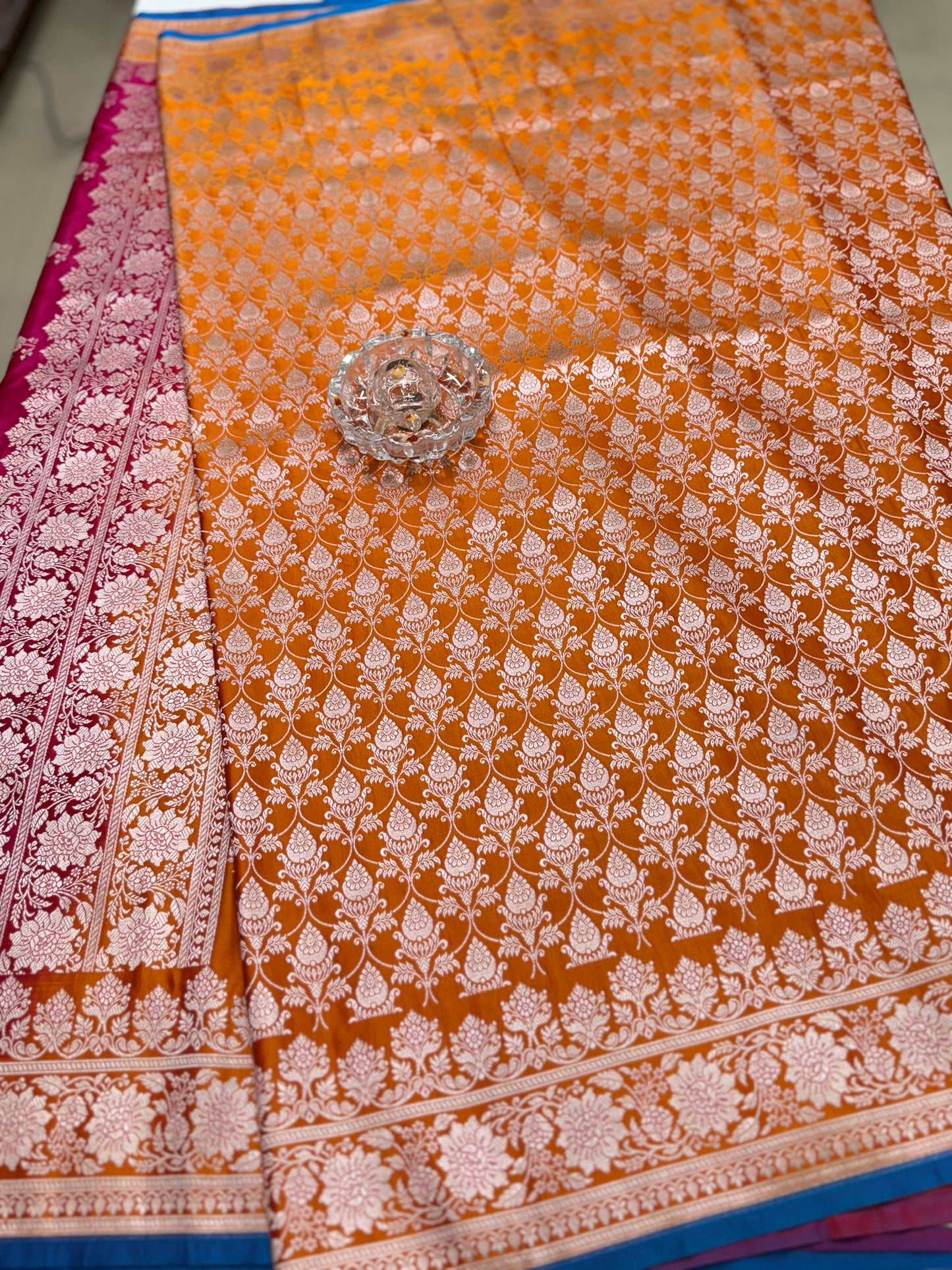 Mashru Katan Silk Saree with Zari Weaving Border and Blouse – Festive Wear for Women