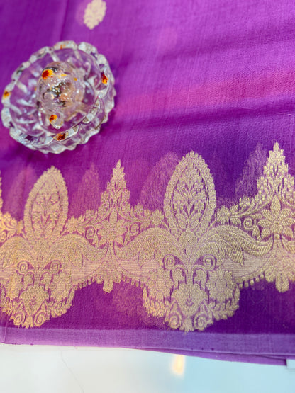 Banarasi handloom pure kora organza saree with kaduwa zari weaving and silkmark certified blouse