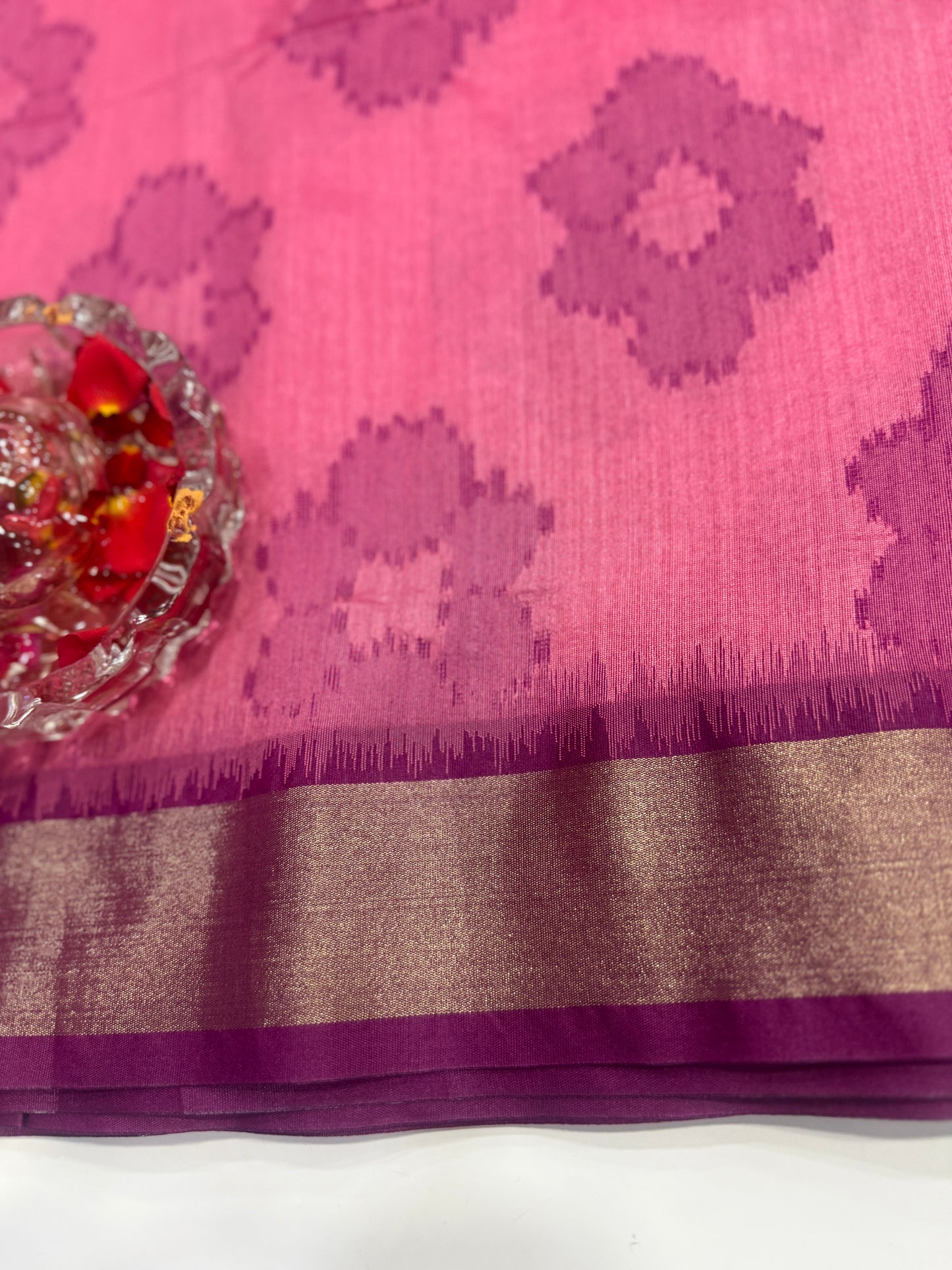 Women’s woven saree with butta motifs, contrast pallu border and tassel pallu, traditional wear, multiple colors