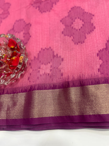 Women’s woven saree with butta motifs, contrast pallu border and tassel pallu, traditional wear, multiple colors