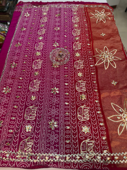 Pure Modal Silk Saree with Embroidered Border and Matching Blouse