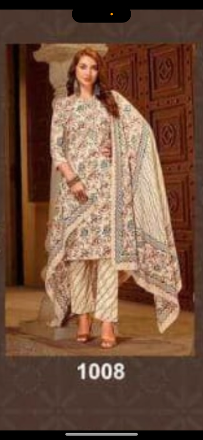 Unstitched Rayon Dress Material with Jaipuri Embroidery Handwork and Mal Printed Dupatta