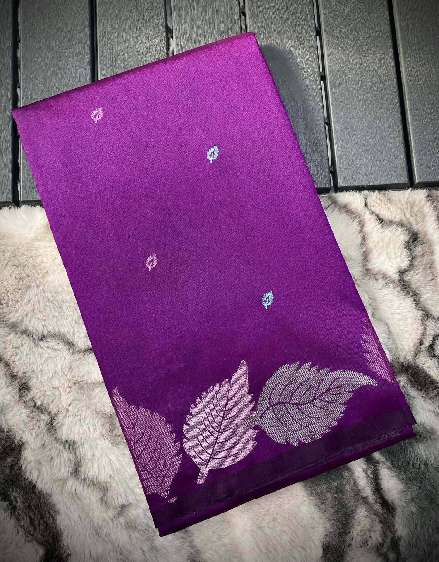 Pure Soft Silk Saree with Colorful Weaving and Leaf Panel Design