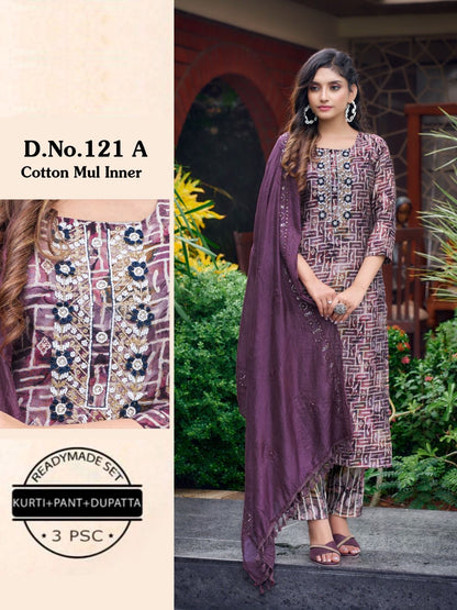 Modal Chanderi Handwork Kurta with Chanderi Silk Bottom and Sequins Dupatta – Premium 3-Piece Set (M–2XL)