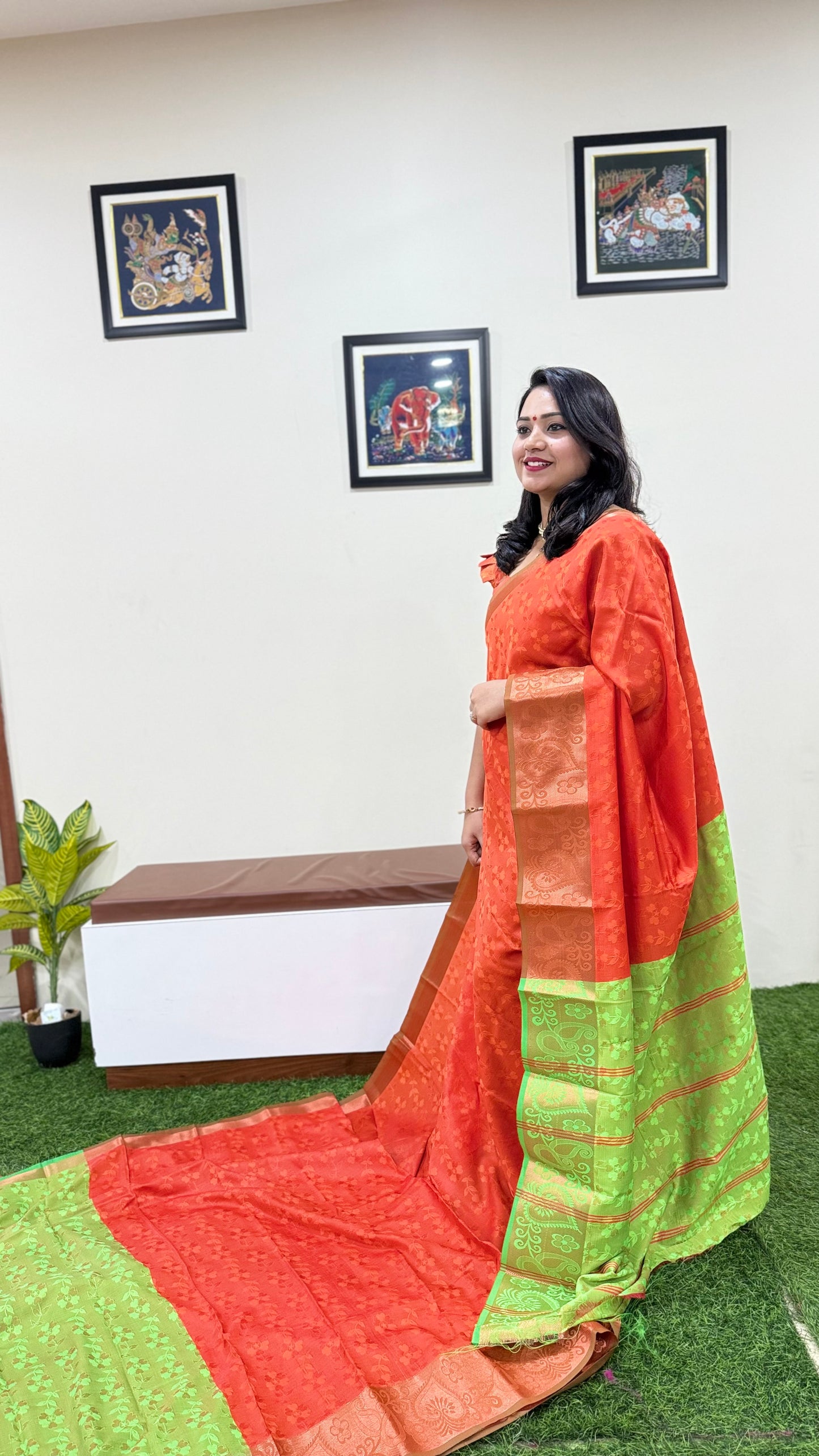 3D Emboss Soft Silk Saree with Contrast Chitt Pallu and Running Blouse – Art Silk Collection