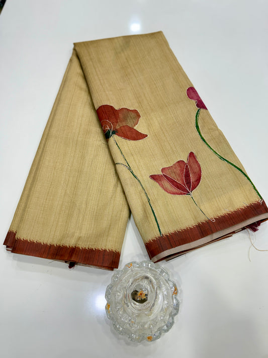 Assam silk saree for women with aari embroidery and paithani motifs, festive wear saree with blouse