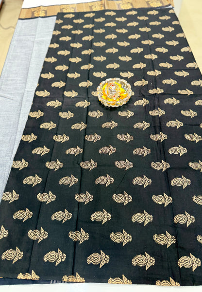 Chettinad Pure Cotton Saree with Zari Border – 80 Count, 20 Colours, 5.5m Length