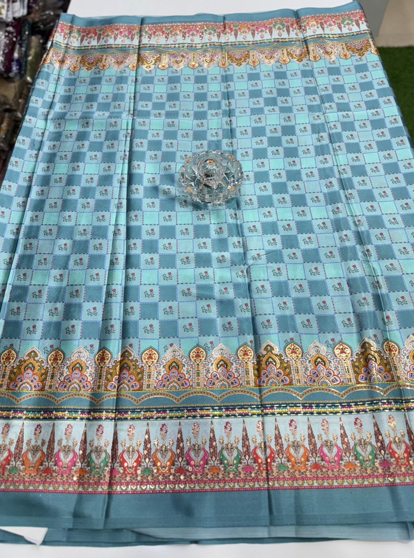 Japan satin saree for women with position print pallu and blouse, soft satin printed saree for festive and casual wear