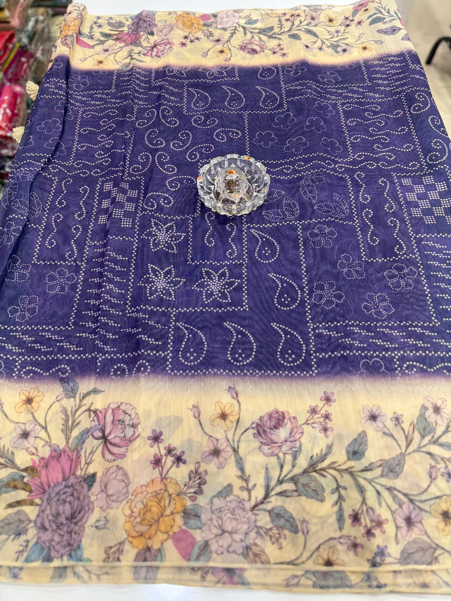 Cotton Chanderi Silk Floral Printed Saree with Blouse Piece