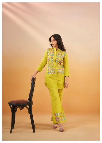 Women's Viscose Silk Co-ord Set with Elegant Work