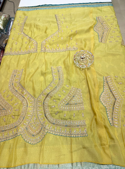Premium Viscose Silk Saree with Heavy Embroidered Designer Blouse – Wedding and Bridal Wear
