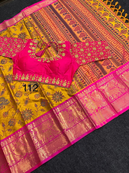 Elegant Jacquard Cotton Silk Saree with Maggam Free Size Blouse
