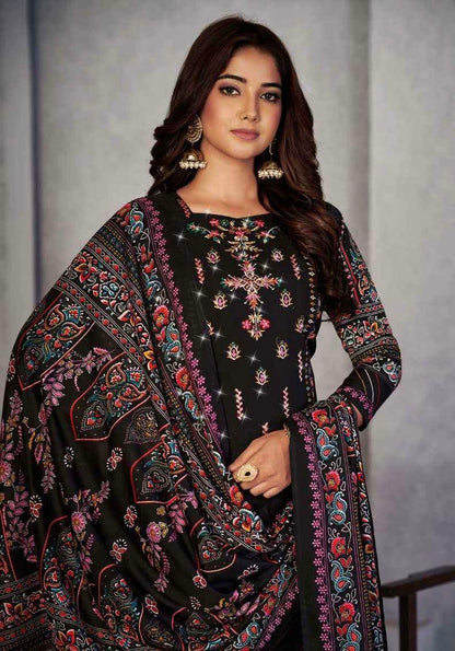 Soft Cotton Embroidered Suit Set with Swarovski Work and Mal Mal Dupatta for Women