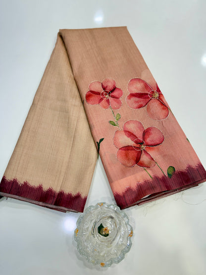 Assam silk saree for women with aari embroidery and paithani motifs, festive wear saree with blouse