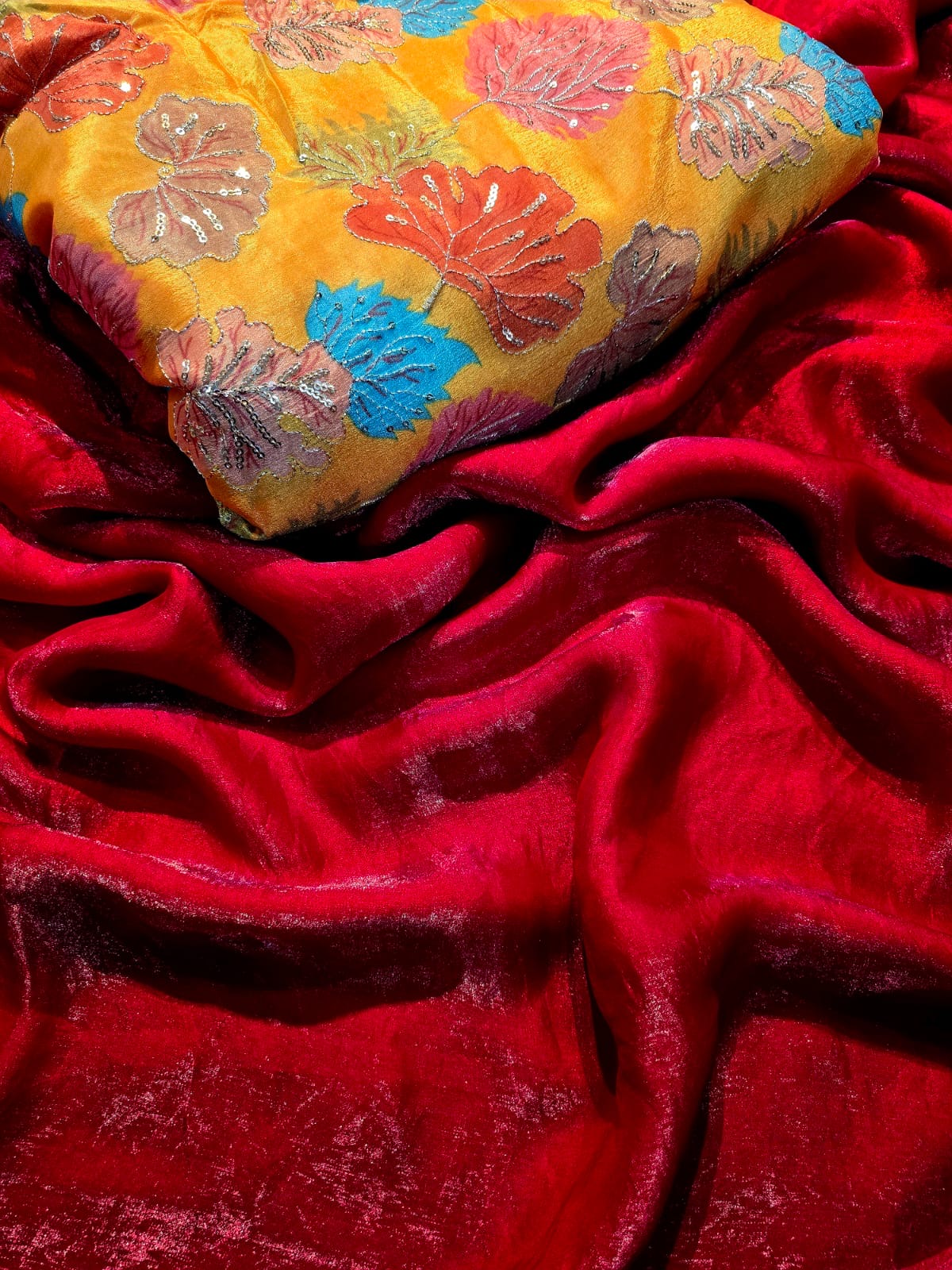 Space Soft Silk Saree with Embroidered Position-Print Blouse – Elegant Festive and Party Wear Saree for Women