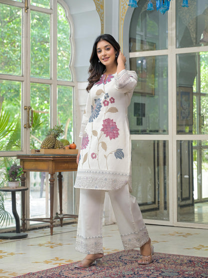 Linen-Cotton Co-Ord Set with Tailored Top and Bottom – Casual and Workwear Ethnic Set for Women (M to 3XL)