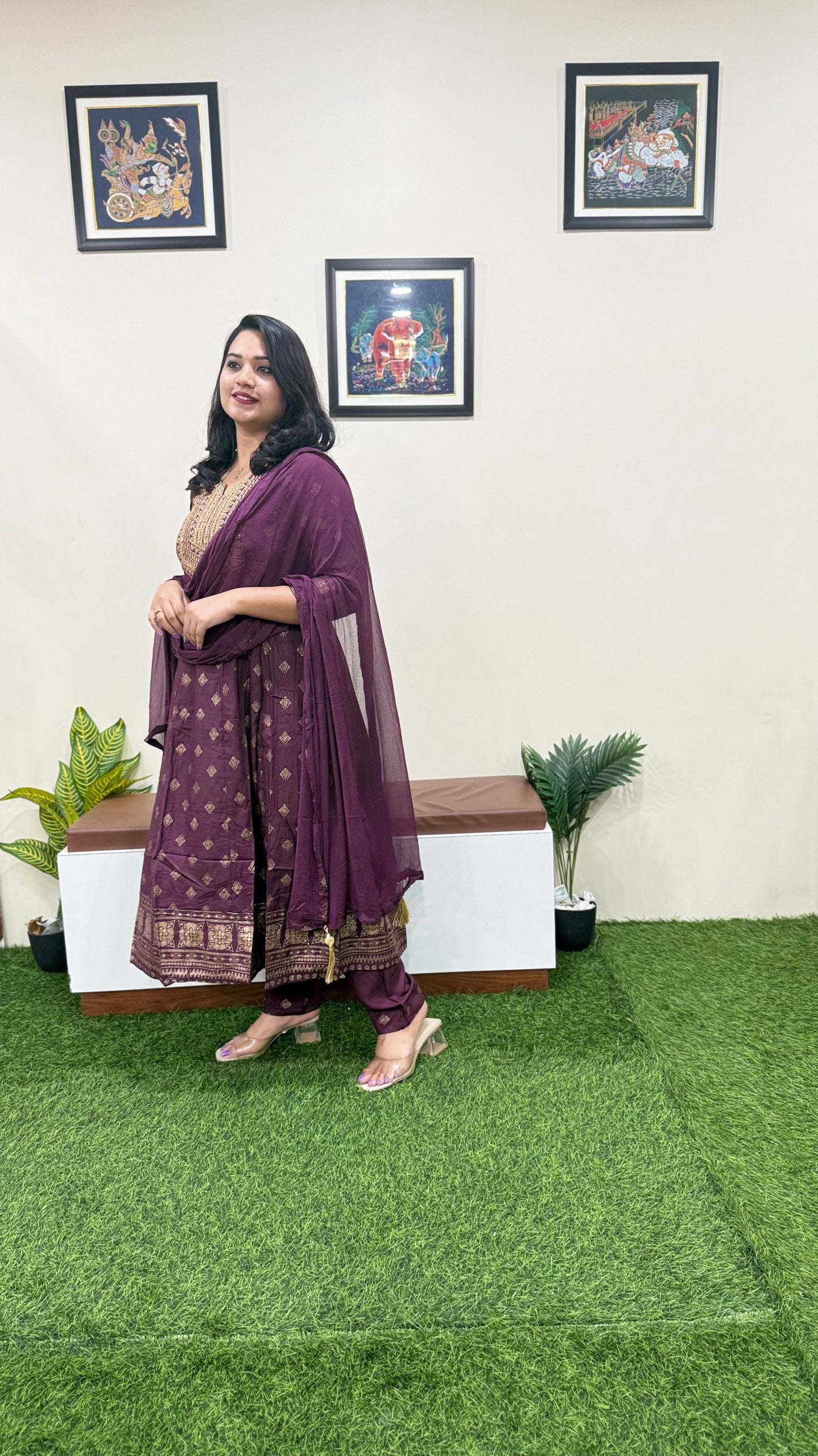 Rayon Kurta Pant Dupatta Set with Foil Print and Zari Sequins Embroidery – Women’s 3-Piece Outfit