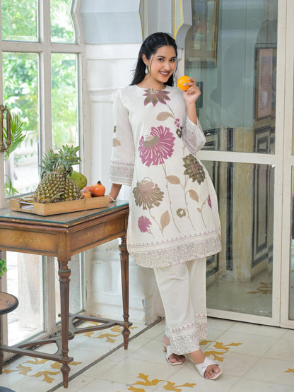 Linen-Cotton Co-Ord Set with Tailored Top and Bottom – Casual and Workwear Ethnic Set for Women (M to 3XL)