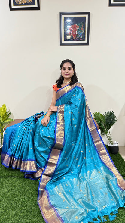 Cotton Silk Saree with Jacquard Border and Rich Pallu – With Contrast Blouse Piece for Women