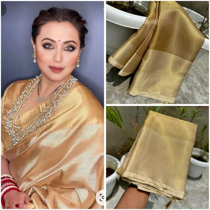 Banarasi tissue soft silk saree with all-over tanchui weaving, brocade blouse and rich pallu