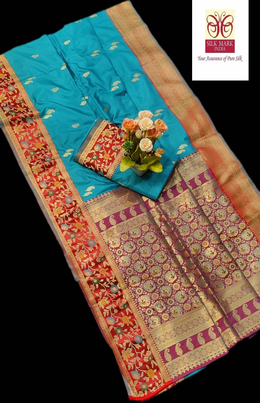 Pure Paithani Silk Saree for Women with Traditional Woven Motifs and Blouse Piece – Silk Mark Certified