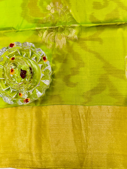 Pochampalli Printed Silk Saree with Satin Border and Blouse – Powerloom Weave for Women