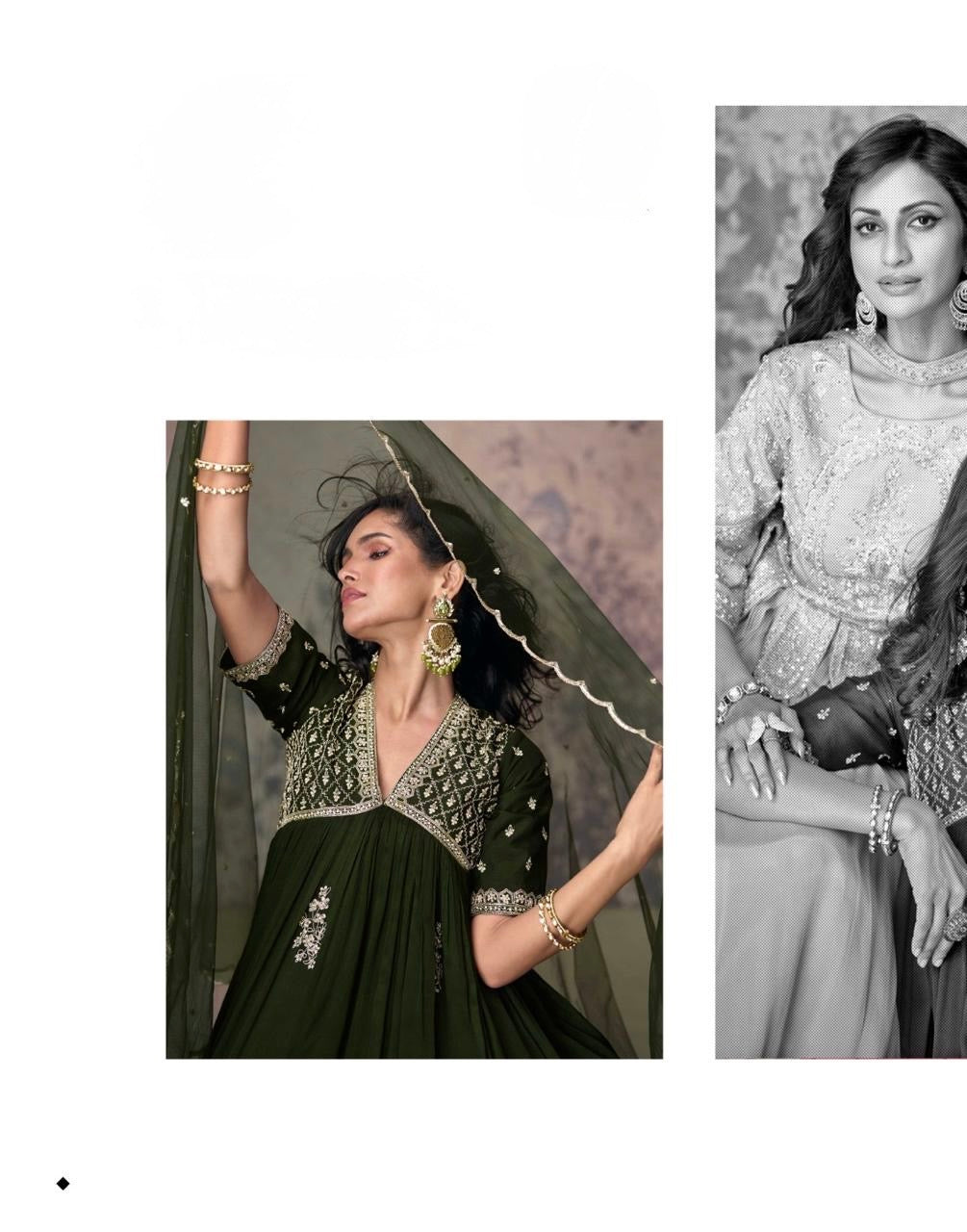 Real Chinon Silk Embroidered Kurta Set with Dupatta – Free Size Stitched Festive Wear for Women