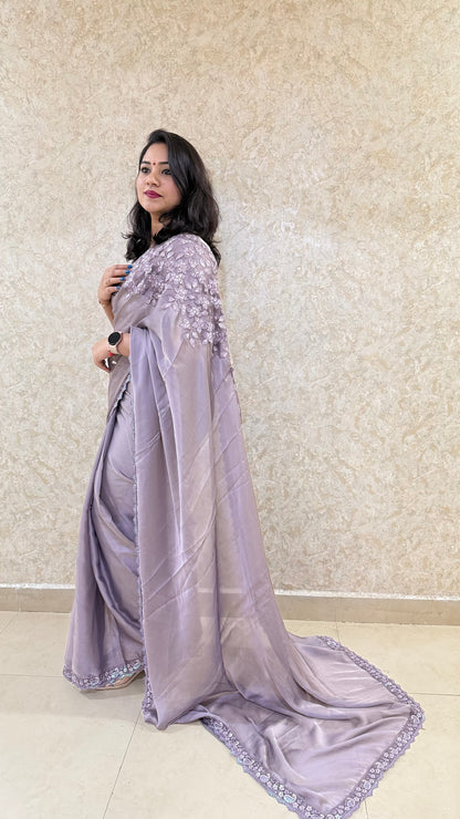 Satin Georgette Saree with Elegant Design for Festive and Party Wear – Soft and Flowy Drape